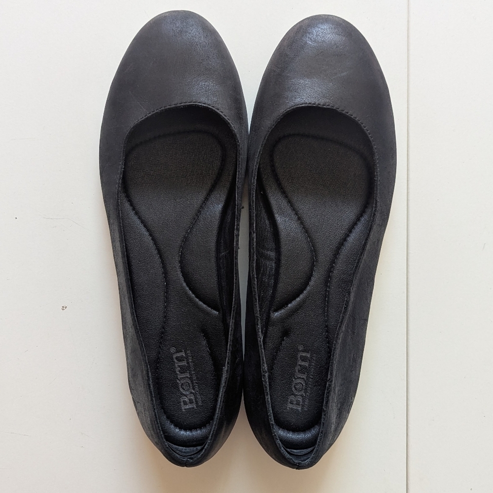 Born Adour Women's Classic Black Leather Flats, 8.5